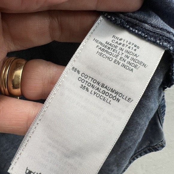 True Religion Denim Dress Small Chambray Blue Splattered Western - Picture 8 of 14